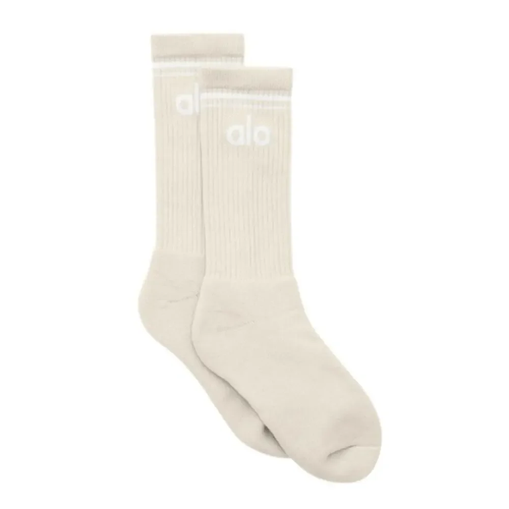 Alo Yoga Unisex Bone White Throwback Socks Size S